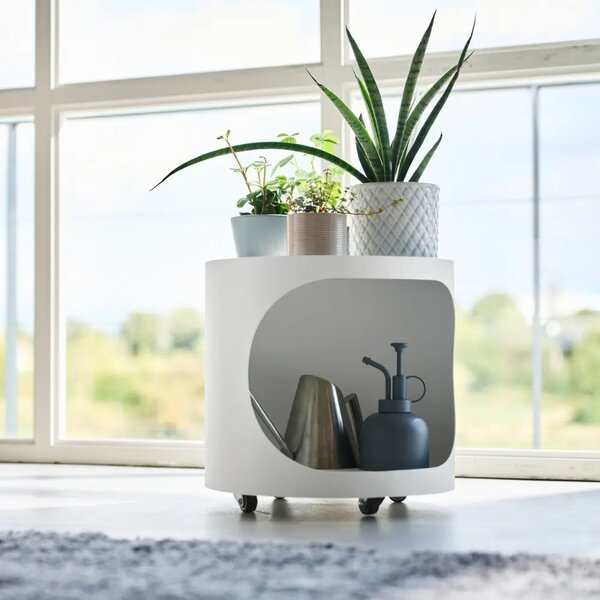 YAMAZAKI Bílý kovový odkládací stolek Tower 30 cm