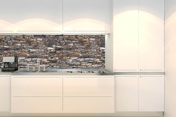 DIMEX | Fototapeta do kuchyně Staré cihlová zeď KI-180-174 | 180 x 60 cm | béžová, hnědá, šedá