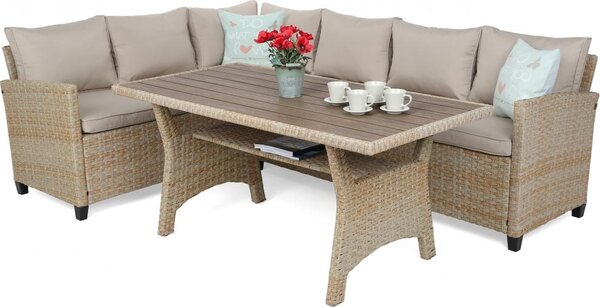 Rohová sedací souprava z technoratanu Lagos Beige