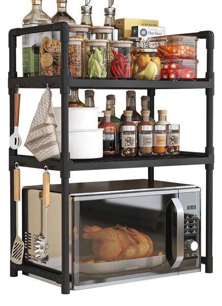 KUCHYSKÝ STL pod mikrovlnnou troubu ORGANIZER BOARD BLACK 3-úrovová skíka 48 cm