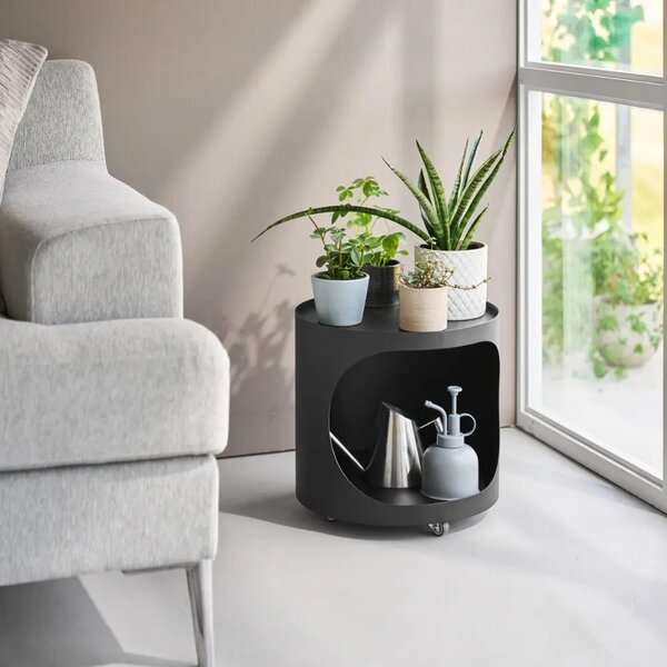 YAMAZAKI Černý kovový odkládací stolek Tower 30 cm