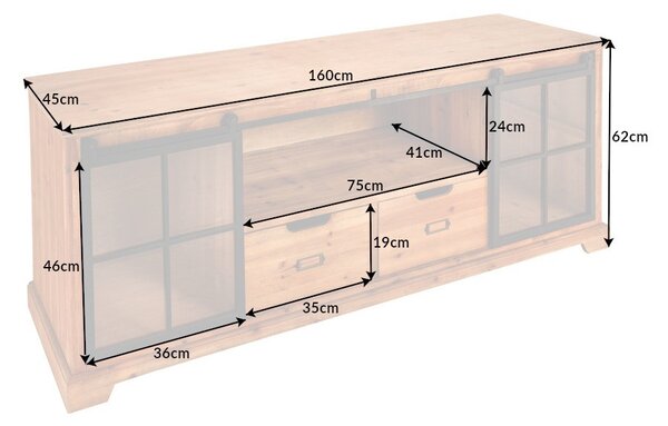 Massive home | Tv stolek lowboard Heritage 160 cm borovice