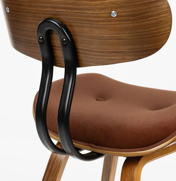 Dutchbone Hnědá sametová jídelní židle BLACKWOOD WALNUT