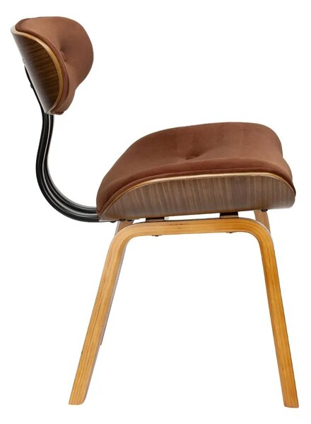 Dutchbone Hnědá sametová jídelní židle BLACKWOOD WALNUT