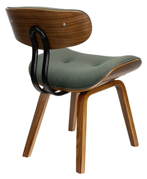 Dutchbone Zelená sametová jídelní židle BLACKWOOD WALNUT