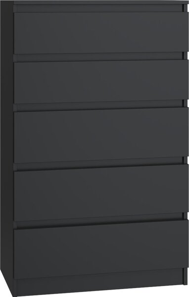 VBChome Komoda s 5 zásuvkami 70 x 40 x 110 cm erná Bezúchytková komoda Víceúelová skíka do pedsín Lonice Obývací pokoj Dtský pokoj Moderní erná barva