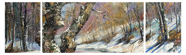 Obraz malované zimní krajiny (170x50 cm)