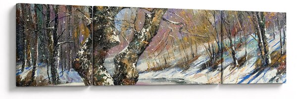 Obraz malované zimní krajiny (170x50 cm)