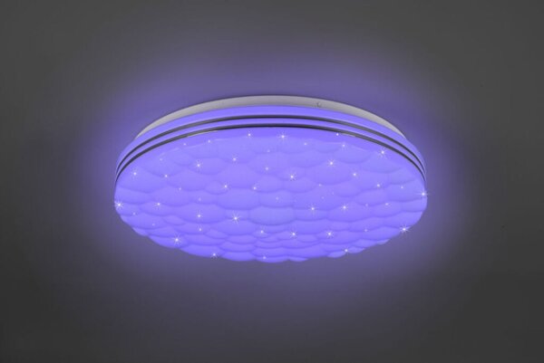 TRIO Reality R67131100 TIGER stropní svítidlo SMD LED D380mm 22W/2500lm 2700-6000K RGB, bílá matná, stmívatelné, dálkový ovladač, starlight efekt