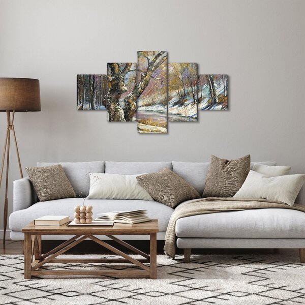 Obraz malované zimní krajiny (125x70 cm)