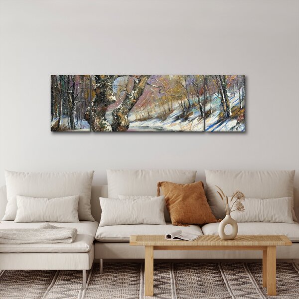 Obraz malované zimní krajiny (170x50 cm)
