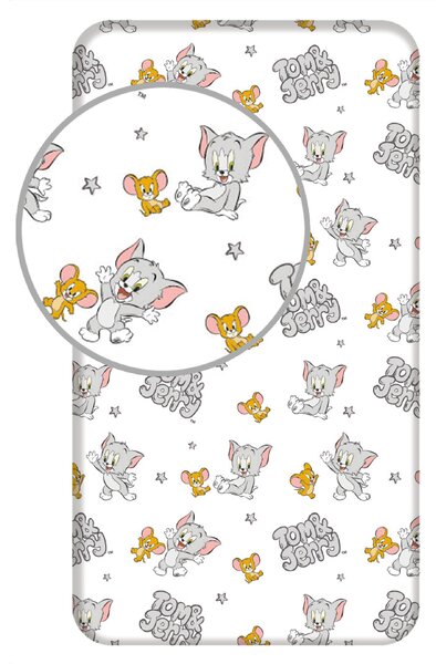 Jerry Fabrics Bavlněné napínací prostěradlo 90x200 + 25 cm - Tom a Jerry "TJ050"