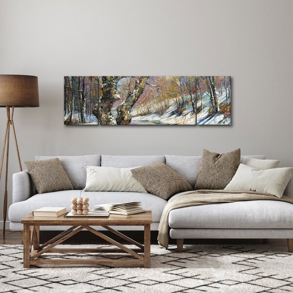 Obraz malované zimní krajiny (170x50 cm)