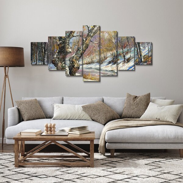 Obraz malované zimní krajiny (210x100 cm)