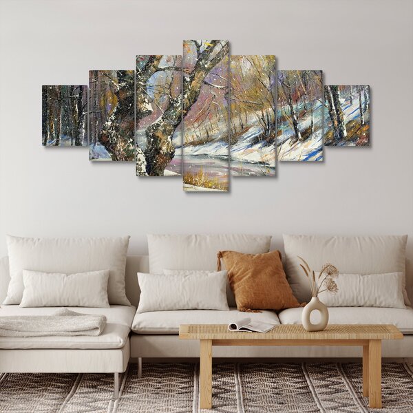 Obraz malované zimní krajiny (210x100 cm)