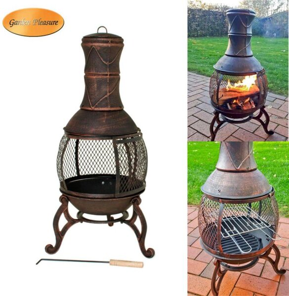Fire Beam Fire Beam 2v1 zahradní krb a grilovací pec s míovými dvíky - litina - 38 x 90 cm