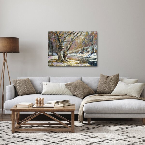 Obraz malované zimní krajiny (70x50 cm)