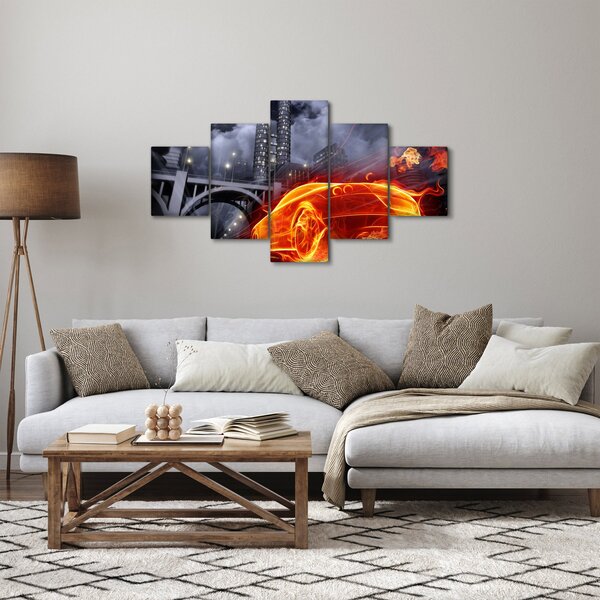 Obraz plamenného auta (125x70 cm)