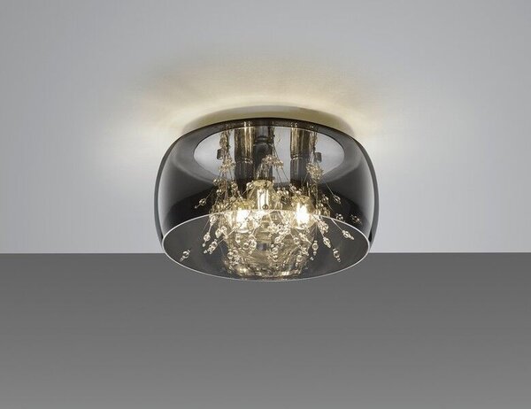 TRIO 616700306 CRYSTEL stropní svítidlo 3xE14 D340mm chrom, průhledná