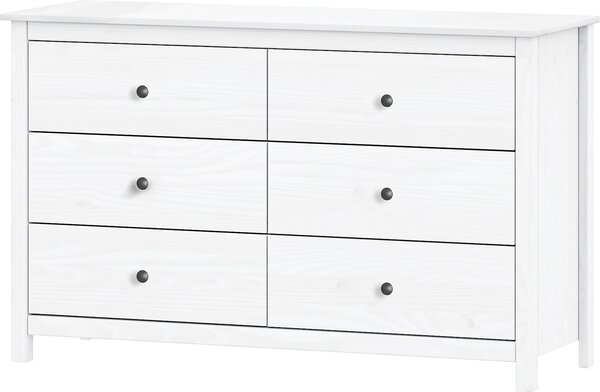 Idea Komoda 6 zásuvek TORINO bílá, kovové úchytky