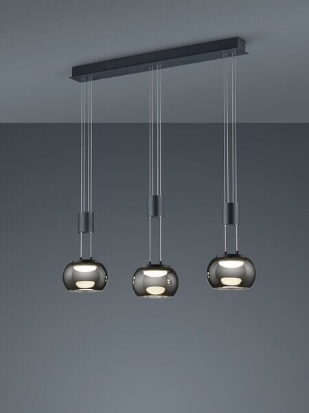 TRIO 342010332 MADISON závěsné svítidlo SMD LED 3x8W/900lm 3000K černá matná, chrom, switchdimmer