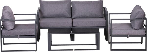 Tydílná sada zahradního nábytku Outsunny, sedací souprava, pohovka se sedacím poltáem, stl s úloným prostorem, polyester, edá, 138 x 69 x 63 cm