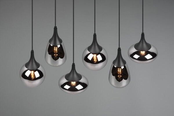 TRIO 317000632 LUMINA závěsné svítidlo 6xE14 černá matná, chrom