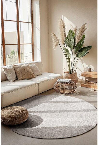 Bílý oboustranný/ručně tkaný jutový kulatý koberec ø 140 cm Braided – Hanse Home