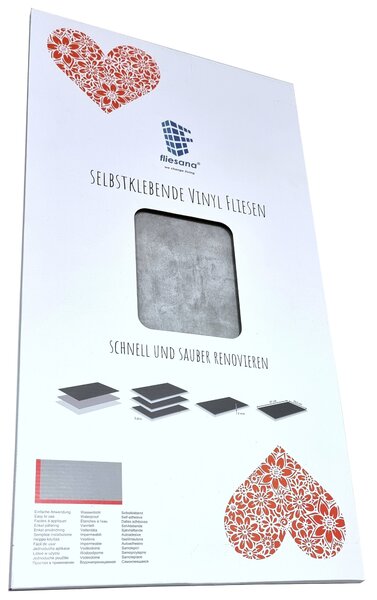 3 ks. LUNA Fliesana - Vododolné samolepicí obklady do koupelny a kuchyn - Moderní design - Svtle edá barva s betonovým efektem - Nalepovací obklady do kuchyn