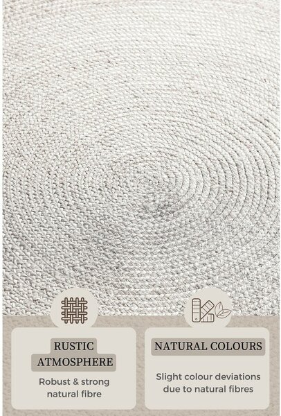 Bílý oboustranný/ručně tkaný jutový kulatý koberec ø 140 cm Braided – Hanse Home