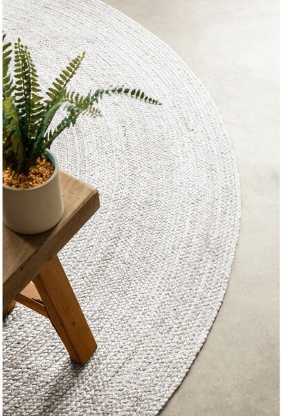 Bílý oboustranný/ručně tkaný jutový kulatý koberec ø 140 cm Braided – Hanse Home