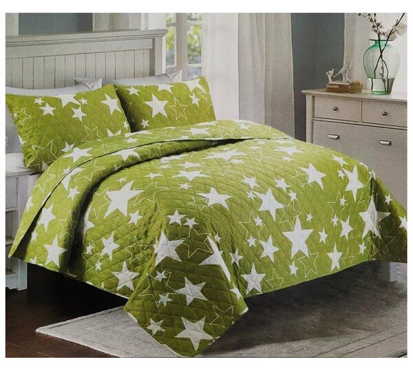 Přehoz na postel 200x240 - Zelené hvězdy