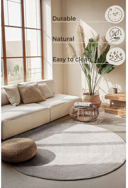 Bílý oboustranný/ručně tkaný jutový kulatý koberec ø 140 cm Braided – Hanse Home