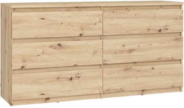 Komoda CHELSEA 6 zásuvek - 154 cm x 42,2 x 79,9 - dub artisan
