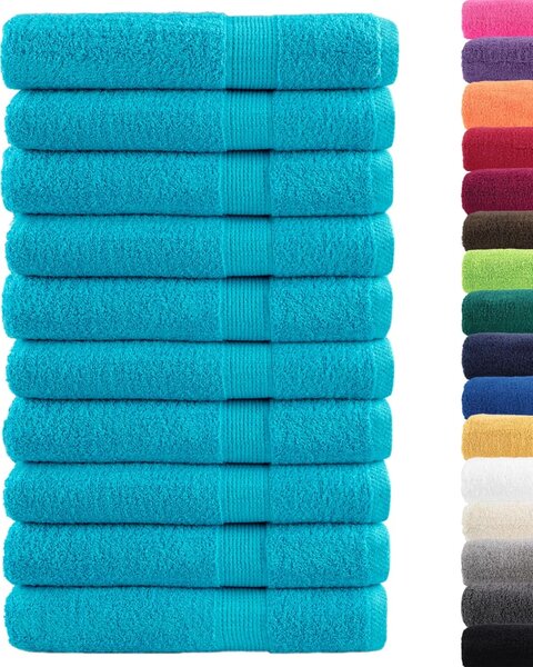 Premium ručníky SOLUND 10 ks tyrkysové 100x200 cm 600 g/m²