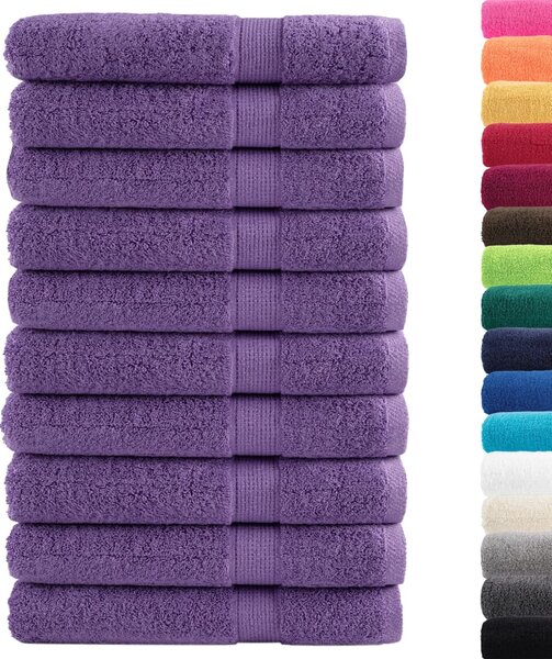 Premium ručníky SOLUND 10 ks fialové 100 x 200 cm 600 g/m²