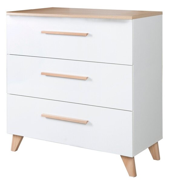 Bílá dětská komoda s přebalovacím pultem v dekoru dubu 88,5x99x76 cm Léon – Roba