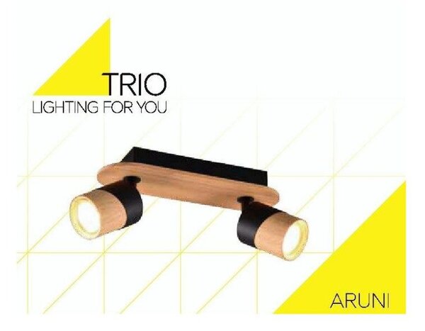 TRIO 801100232 ARUNI stropní bodové svítidlo/spot 2xGU10 černá, světlé dřevo