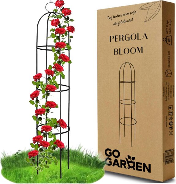 Kovová věžová zahradní pergola pro popínavé rostliny, růže, květiny, zahradní rostliny, kovová