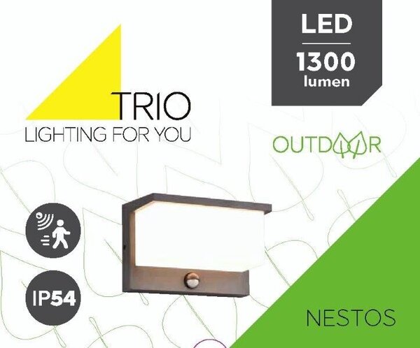 TRIO 240969142 NESTOS venkovní nástěnné svítidlo se senzorem SMD LED 13W/1300lm 3000K IP54 antracitová, bílá