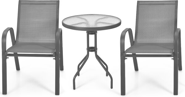 KOMFOTTEU 3 KS. Bistro set, sada zahradního nábytku vetn zahradního stolu s otvorem pro sluneník a 2 skládacích idlí, balkonový set zahradní set pro zahradní balkon, erný