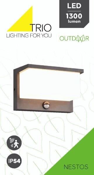 TRIO 240969142 NESTOS venkovní nástěnné svítidlo se senzorem SMD LED 13W/1300lm 3000K IP54 antracitová, bílá
