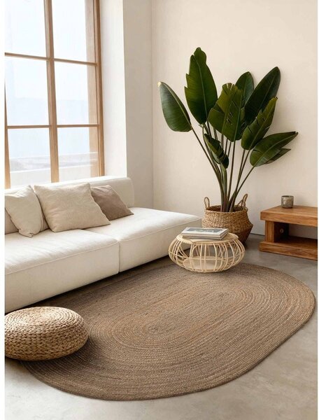 Oboustranný/ručně tkaný jutový koberec v tmavě přírodní barvě 160x230 cm Braided – Hanse Home