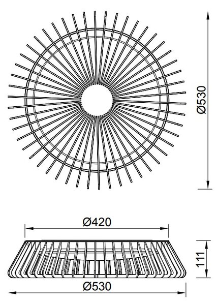 Mantra 7967 Himalaya, stropní svítidlo s dřevěnou povrchovou úpravou a dálkovým ovladačem LED 56W 2700K-5000K, průměr 53cm