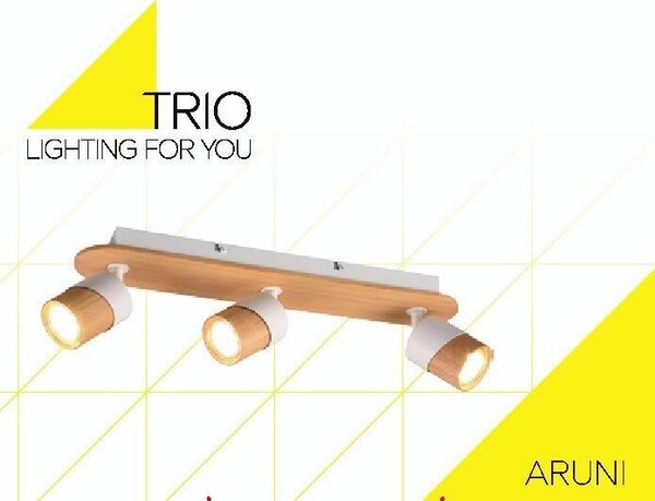 TRIO 801100331 ARUNI stropní bodové svítidlo/spot 3xGU10 bílá, světlé dřevo