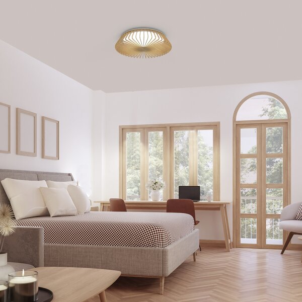 Mantra 7967 Himalaya, stropní svítidlo s dřevěnou povrchovou úpravou a dálkovým ovladačem LED 56W 2700K-5000K, průměr 53cm