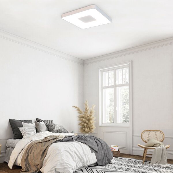 Mantra 7916 Coin Square, bílé stropní svítidlo s dálkovým ovladačem LED 100W 2700K-5000K, 54x54cm