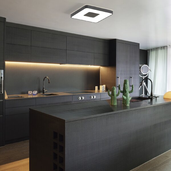 Mantra 7920 Coin Square, černé stropní svítidlo s dálkovým ovladačem LED 80W 2700K-5000K, 44x44cm