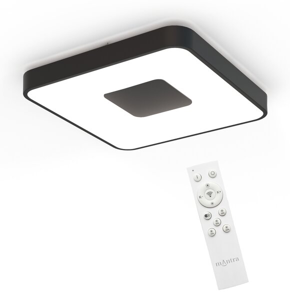 Mantra 7920 Coin Square, černé stropní svítidlo s dálkovým ovladačem LED 80W 2700K-5000K, 44x44cm