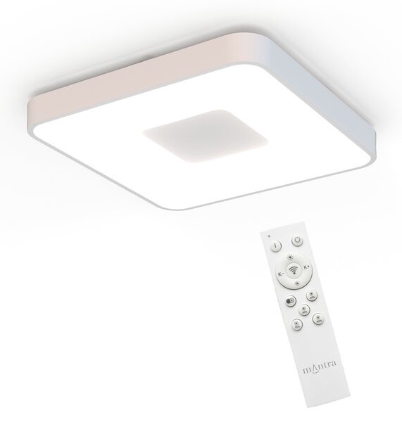 Mantra 7919 Coin Square, bílé stropní svítidlo s dálkovým ovladačem LED 80W 2700K-5000K, 44x44cm